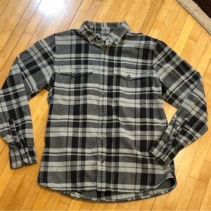 Everlane Gray and Black Plaid Button-Up Shirt